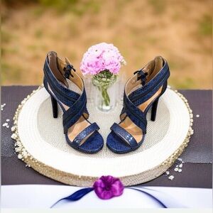 Vince Camuto Navy Strappy Sandal Heels